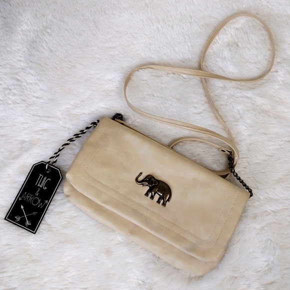TWIG and ARROW beige Lucky Elephant shoulder bag - Picture 1 of 5